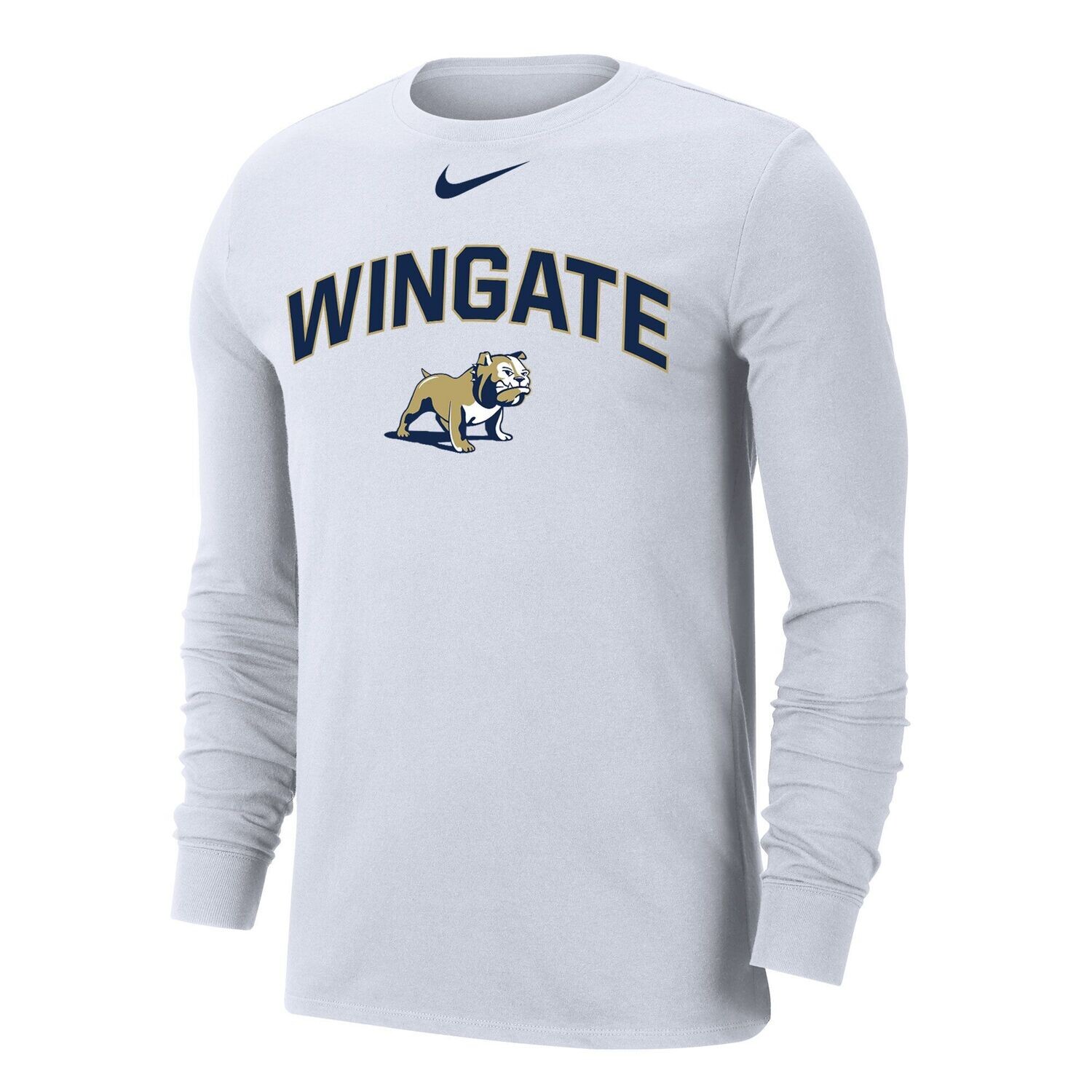 White Wingate Standing Dog Drifit Cotton LS Tee