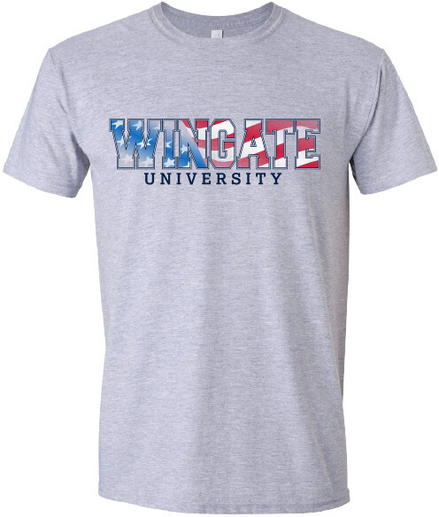Red White Blue Wingate University Grey SS Tee