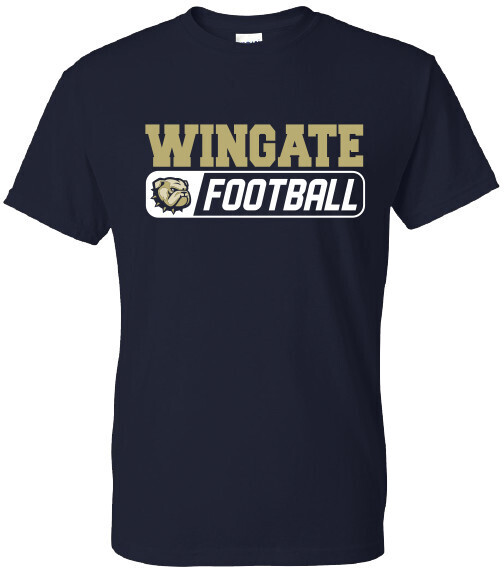 Navy Wingate Dog Head Football Short Sleeve T Shirt