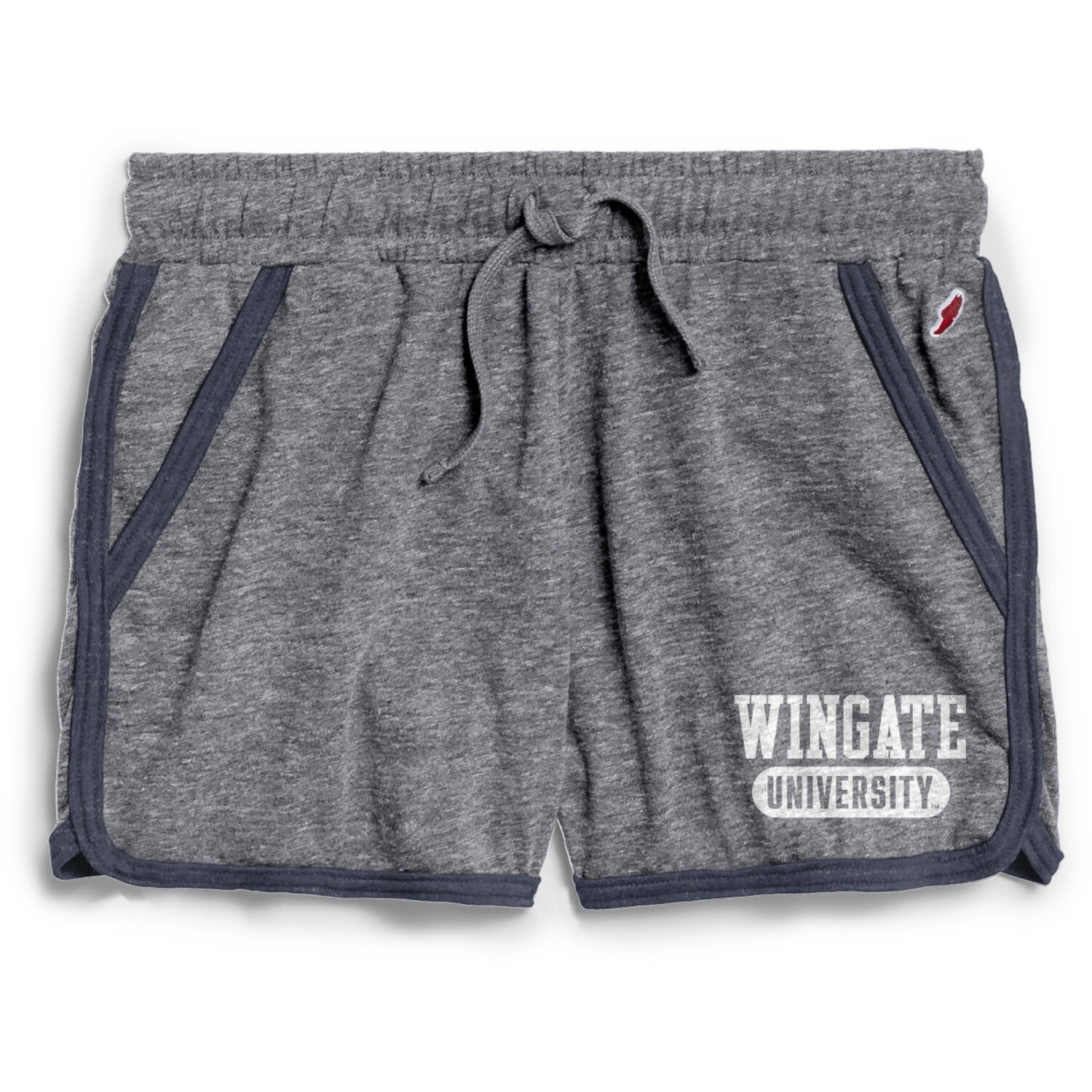 Ladies Grey Navy Trim Intramural Wingate University Shorts