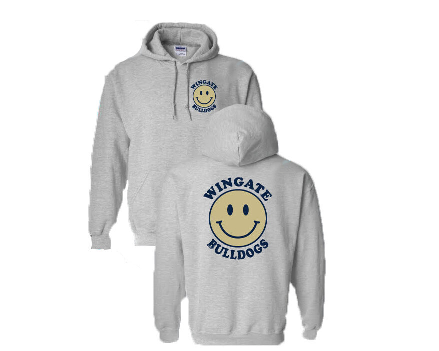 Grey Wingate Happy Face Bulldogs Hoodie Sweatshirt