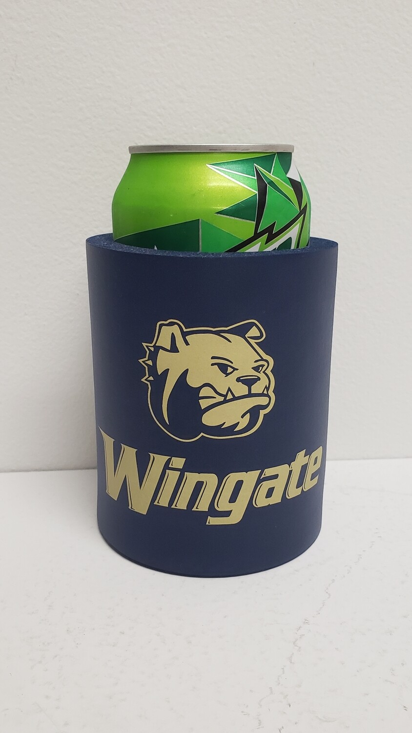 12oz Navy Dog Head Wingate Gold Ink Koozie