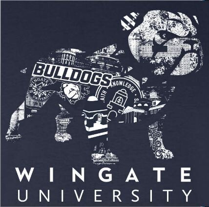 Navy Full Standing Dog Collage Wingate University Long Sleeve T Shirt
