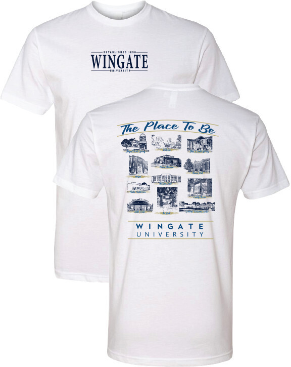 White Wingate University The Place To Be Campus Short Sleeve T Shirt