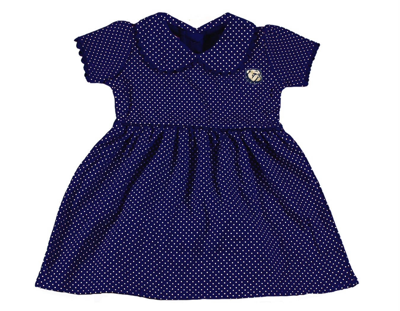 Navy Dog Head W Peter Pan Dress and Bloomers, Size: 18M