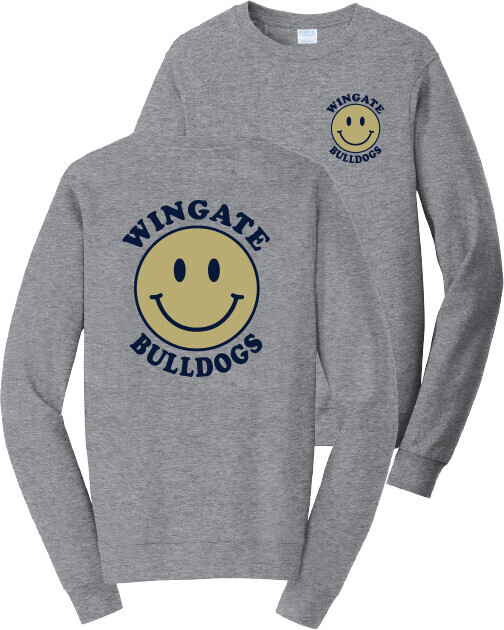 Grey Wingate Happy Face Bulldogs Crewneck Sweatshirt