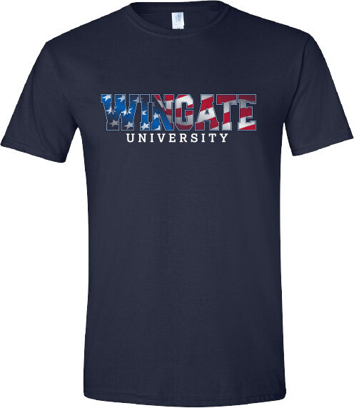 Red White Blue Wingate University Navy SS Tee