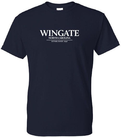 Navy Wingate NC Est 1896 Embroidered Short Sleeve T Shirt