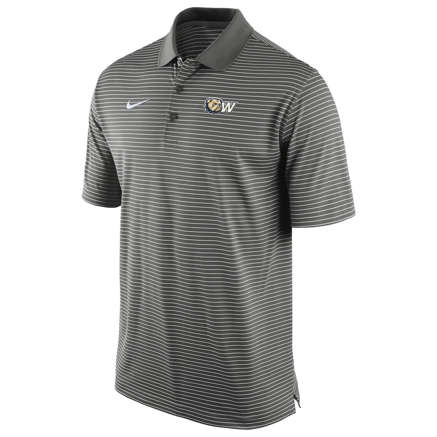 Dark Grey Stadium Stripe Dog Head W  Embroidered Polo