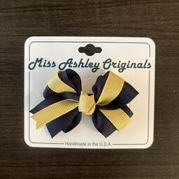 Infant Navy with Vegas Gold Middle Ribbon Bow With Knot