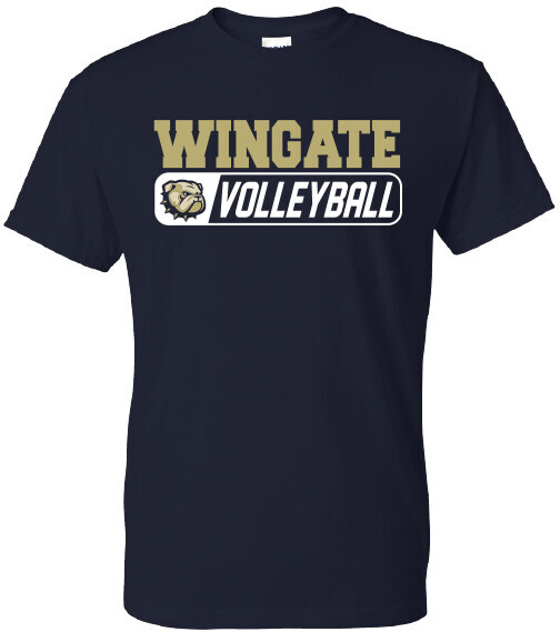 Navy Wingate Dog Head Volleyball Short Sleeve T Shirt