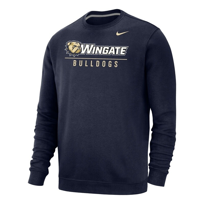 Navy Dog Head Wingate Bulldogs Club Fleece PO Crewneck Sweatshirt