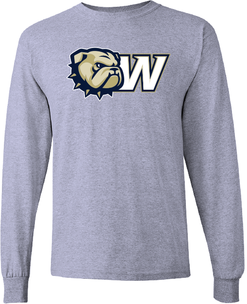 Youth Grey Dog Head W Long Sleeve T Shirt