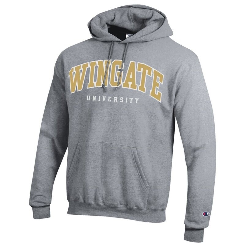 Grey Powerblend Wingate University Tackle Twill Hoodie Sweatshirt