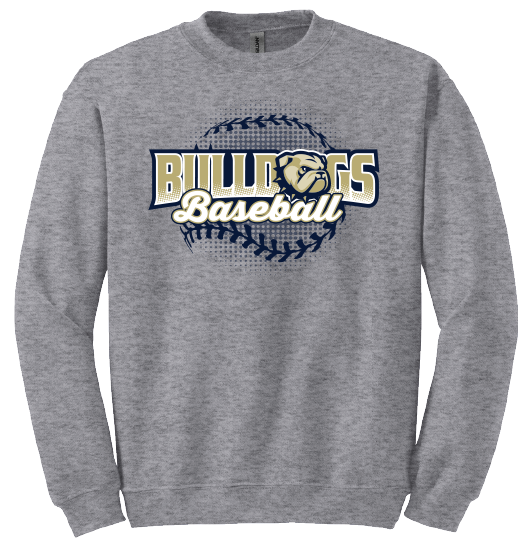 Grey Bulldogs Dog Head Baseball Threads Crewneck