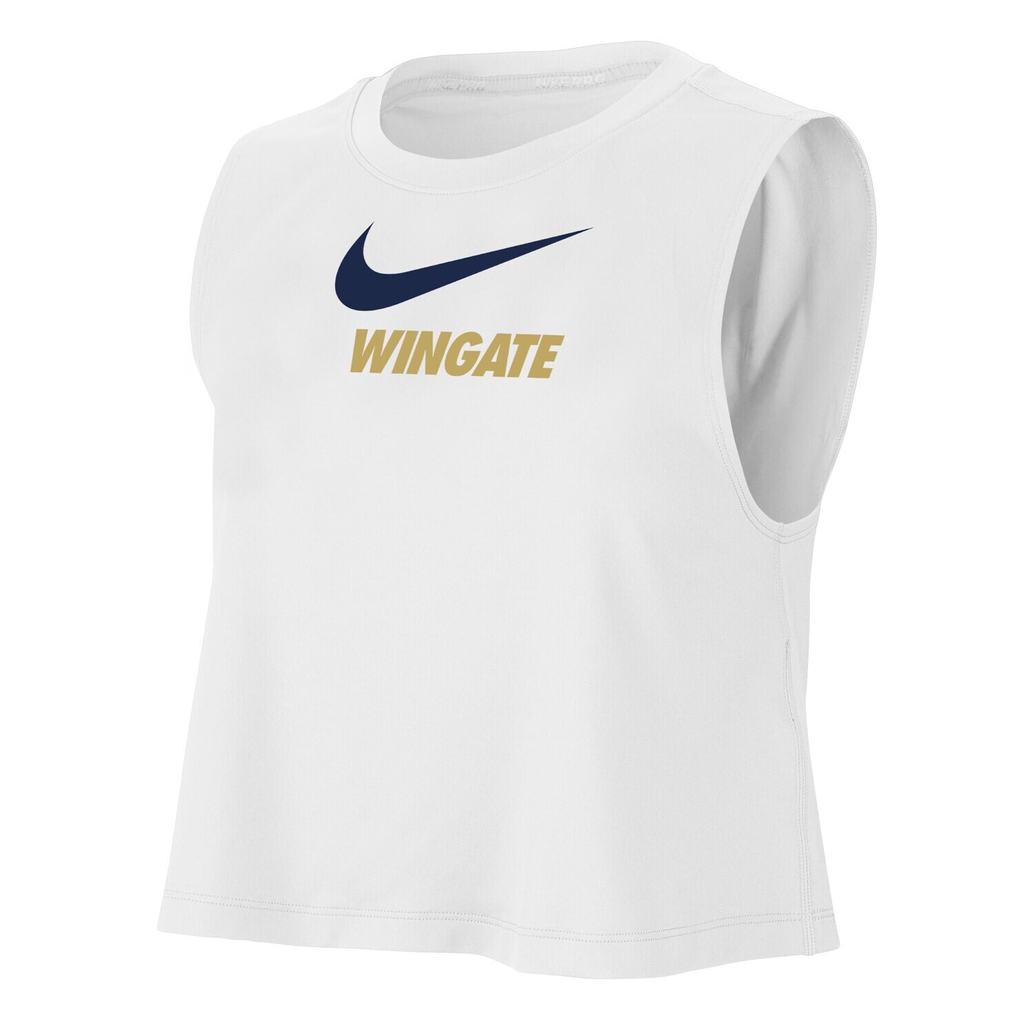 Ladies White Swoosh Over Wingate Crop Tank