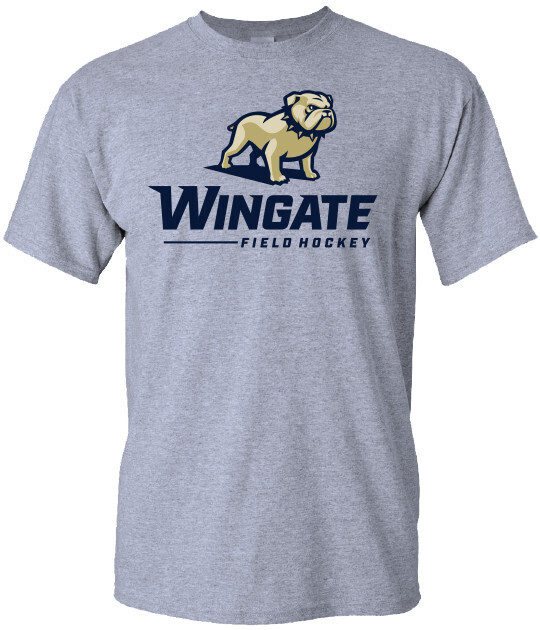 Grey Full Standing Dog Over Wingate Field Hockey Short Sleeve T Shirt , Size: SM