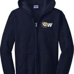 Youth Navy Dog Head W Full Zip Hoodie Sweatshirt Jacket