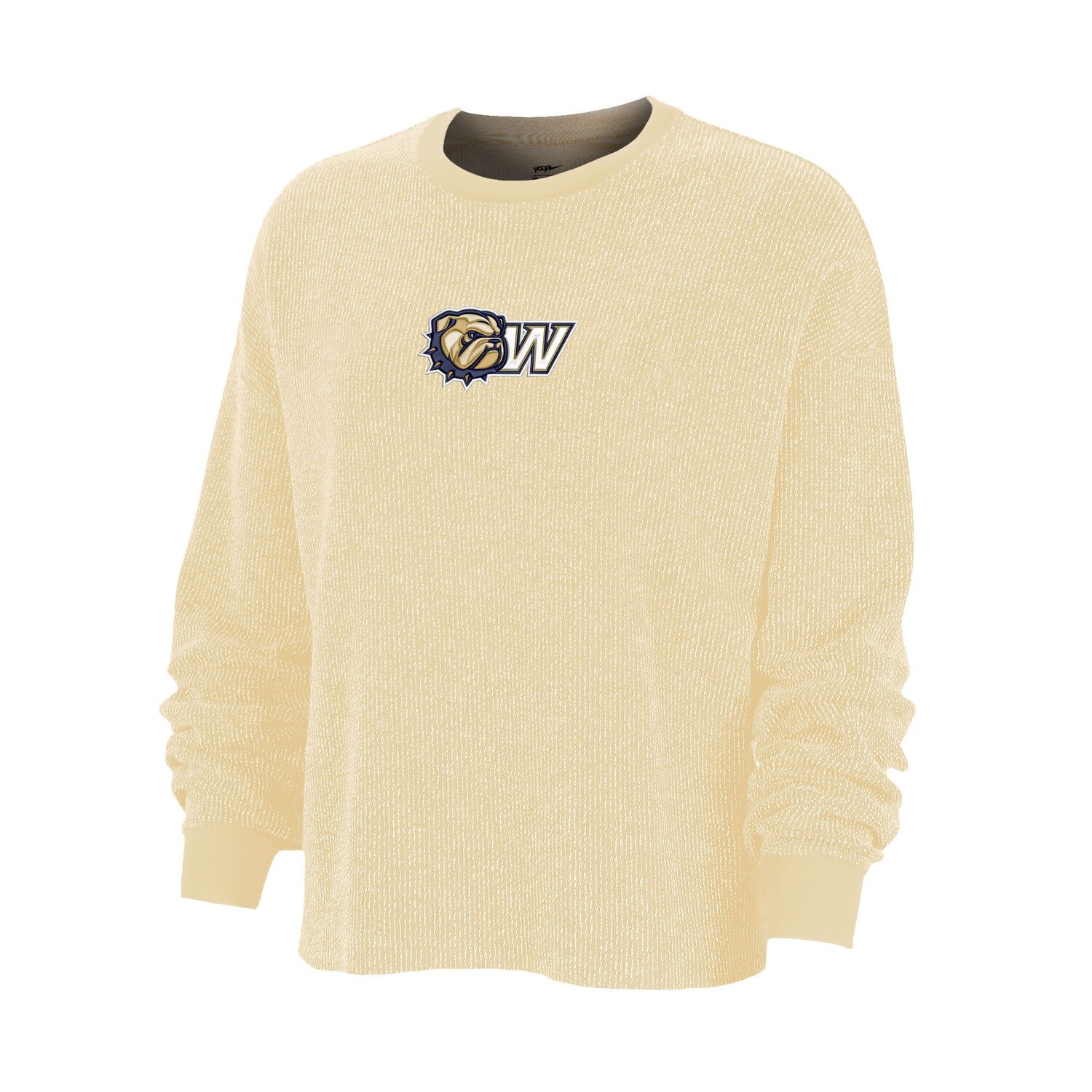 Ladies Oatmeal Wingate Dog Head Yoga Crewneck