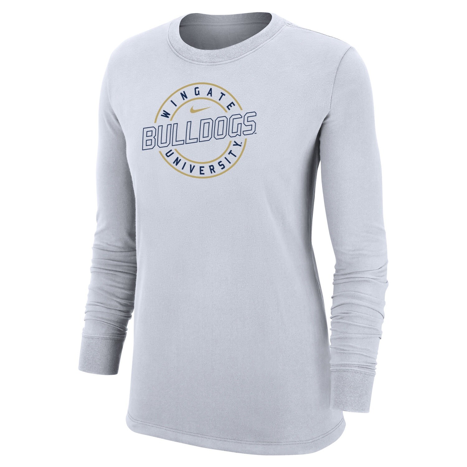 Ladies White Wingate Bulldogs University Cotton Long Sleeve T Shirt