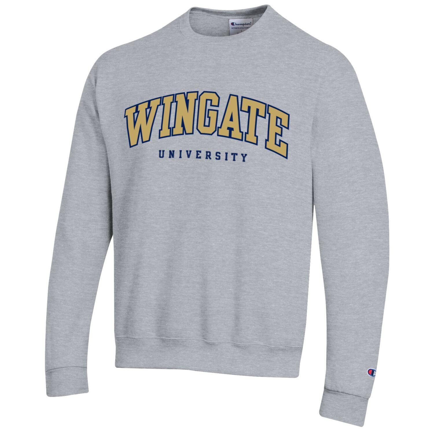 Grey Powerblend Wingate University Embroidered Crewneck Sweatshirt