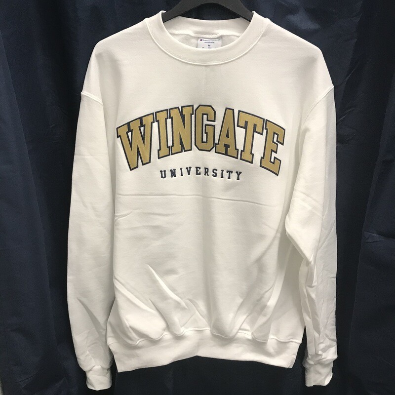 White Powerblend Wingate University Tackle Twill Crewneck Sweatshirt
