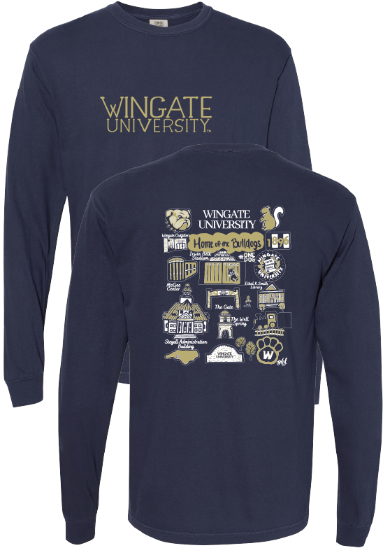  Navy Wingate University Kenzie Long Sleeve T Shirt