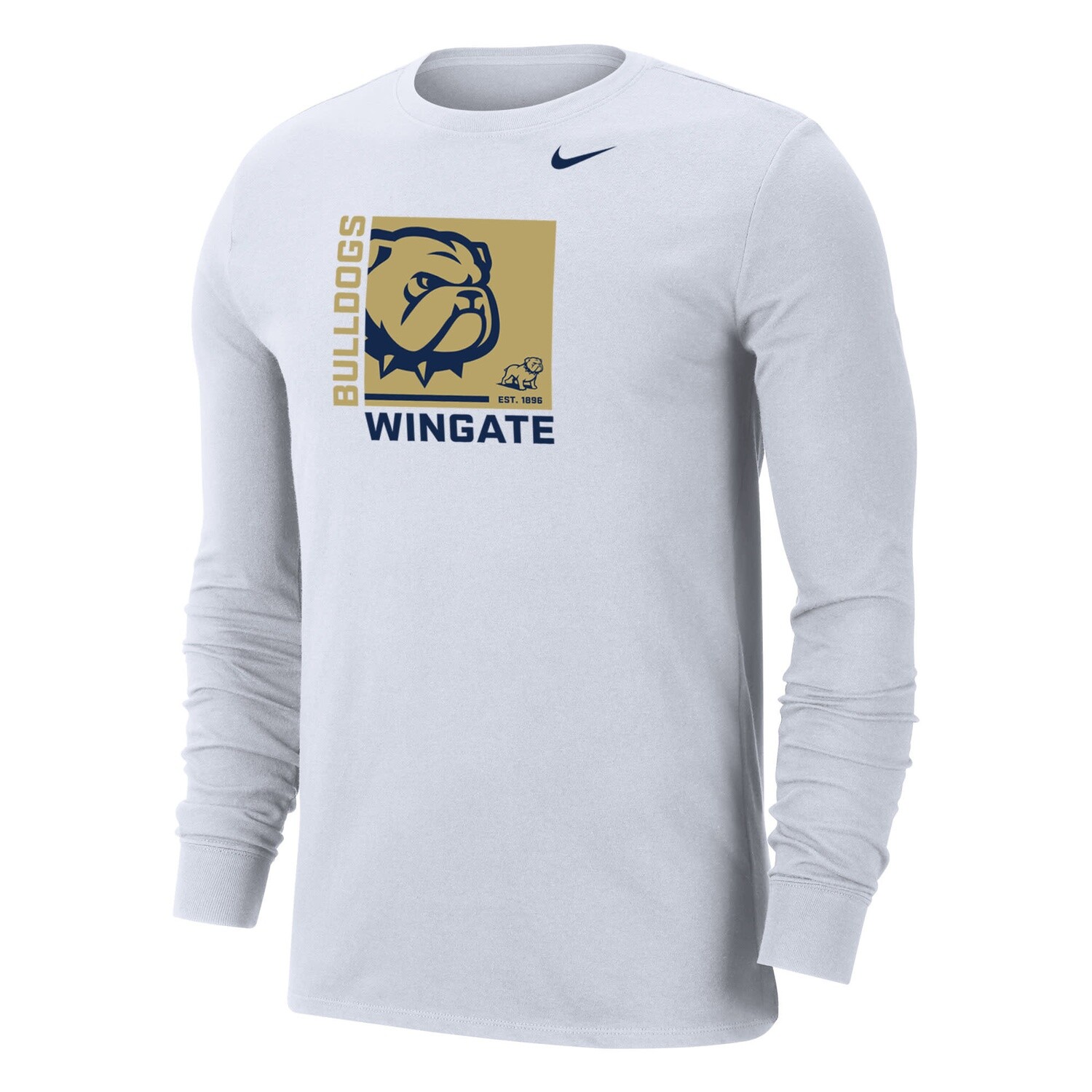 White Wingate Bulldogs Dog Head Drifit Cotton Long Sleeve T Shirt