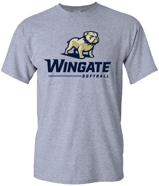 Grey Full Standing Dog Over Wingate Softball Short Sleeve T Shirt