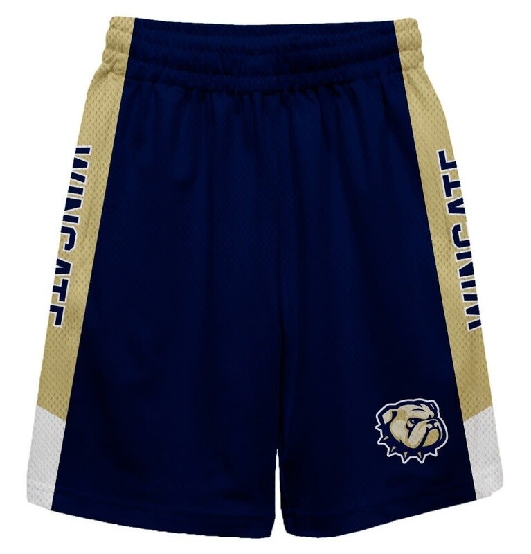 Youth Navy Dog Head Mesh Athletic Pocket Shorts