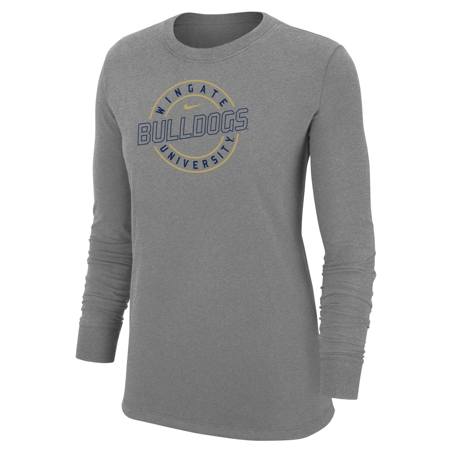 Ladies Grey Wingate Bulldogs University Cotton Long Sleeve T Shirt