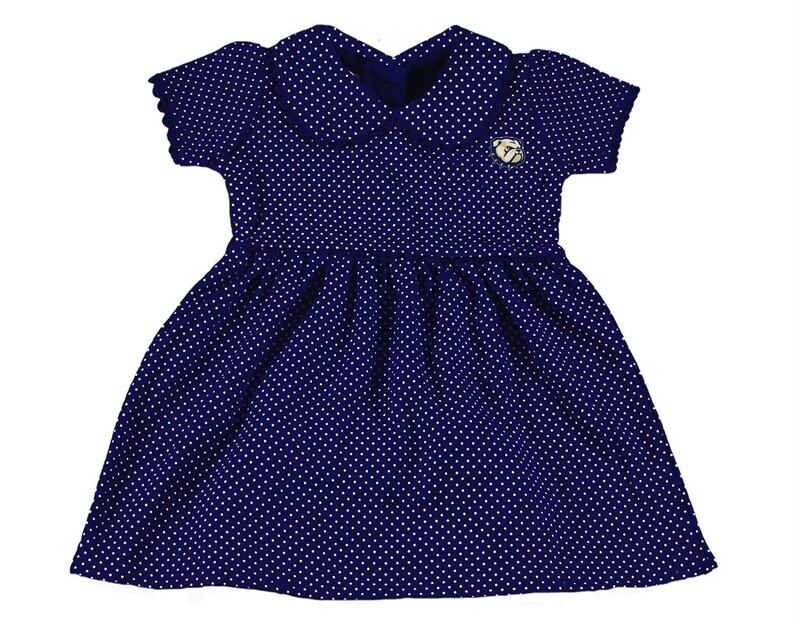 Navy Dog Head W Peter Pan Dress and Bloomers