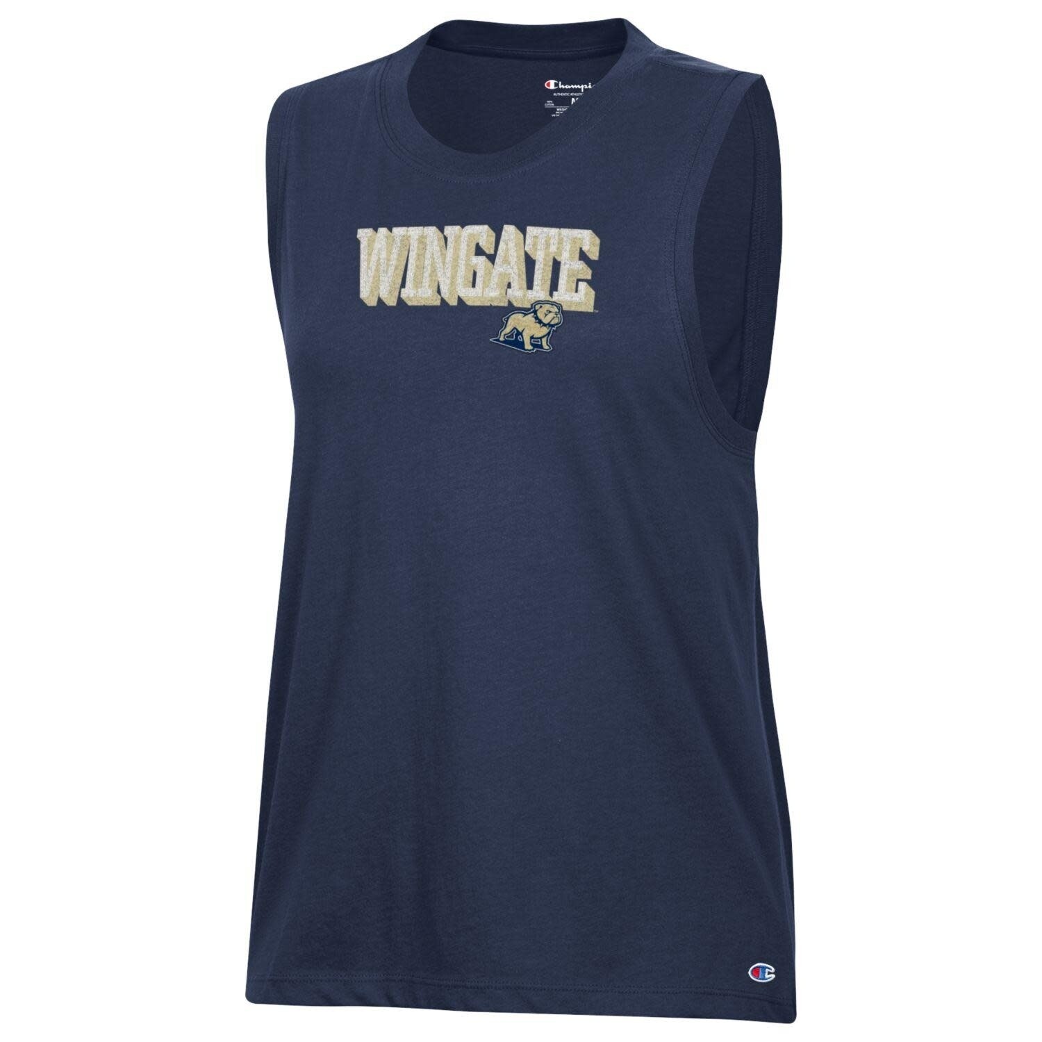 Ladies Navy Wingate Full Standing Dog Core Muscle Tank 
