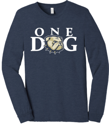 Navy Heather One Dog Head Long Sleeve T Shirt