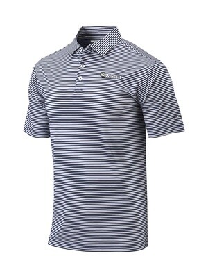 Navy White Striped  Embroidered Dog Head Wingate Omni-Wick Club Invite Polo