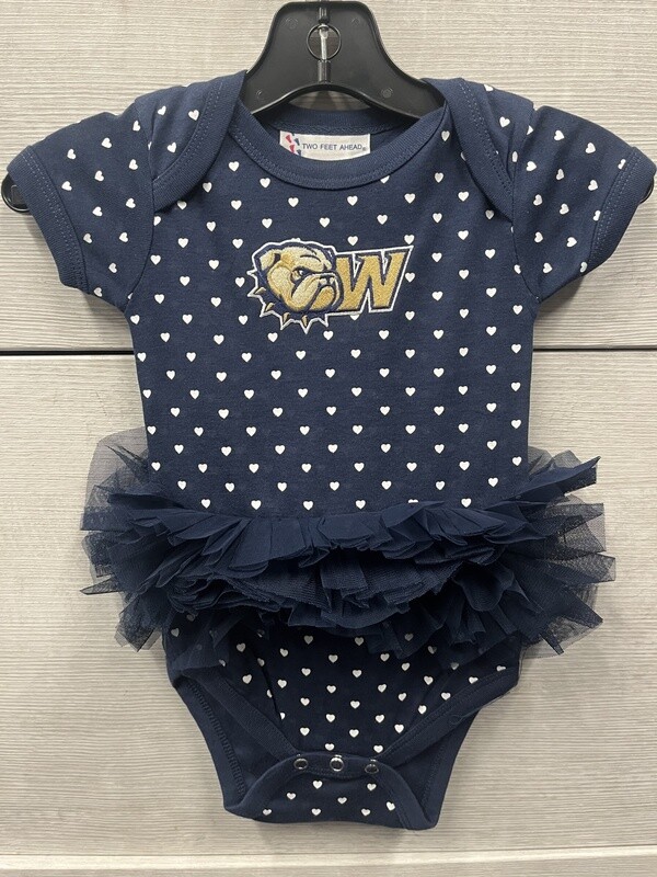 Navy Heart Dog Head W TuTu Creeper