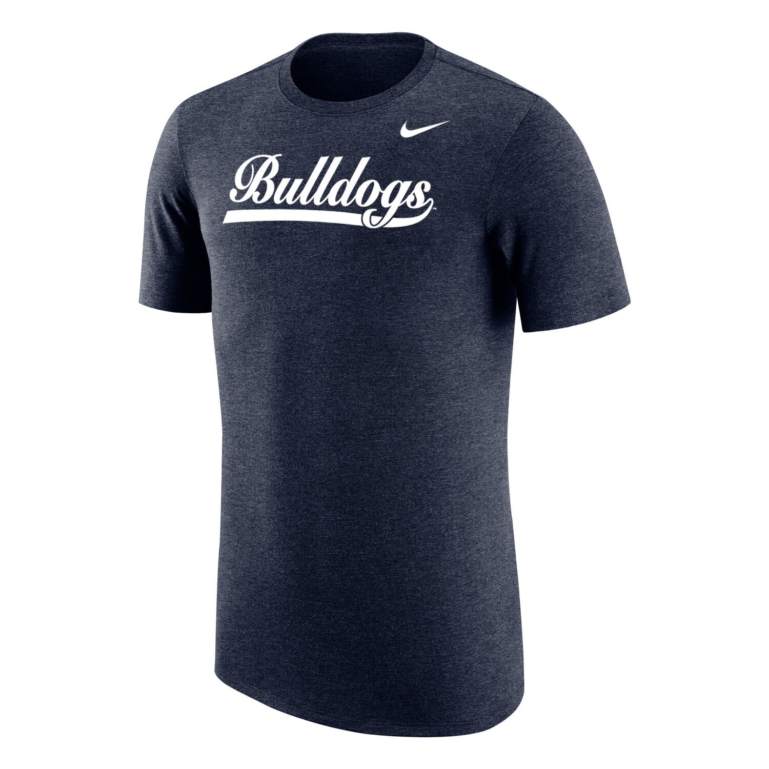 Navy Heather Wingate Triblend with Bulldog Script Short Sleeve T Shirt  