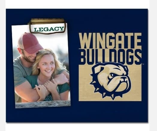 8&quot; x 10&quot; but fits 4&quot; x 6&quot; Picture Navy Wingate Bulldogs Dog Head Momento Photo Clip Wood Frame
