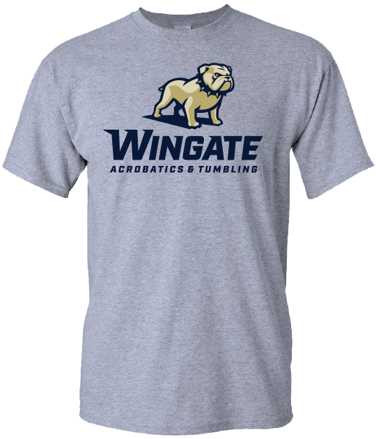 Grey Full Standing Dog Over Wingate Acrobatics &amp; Tumbling Short Sleeve T Shirt