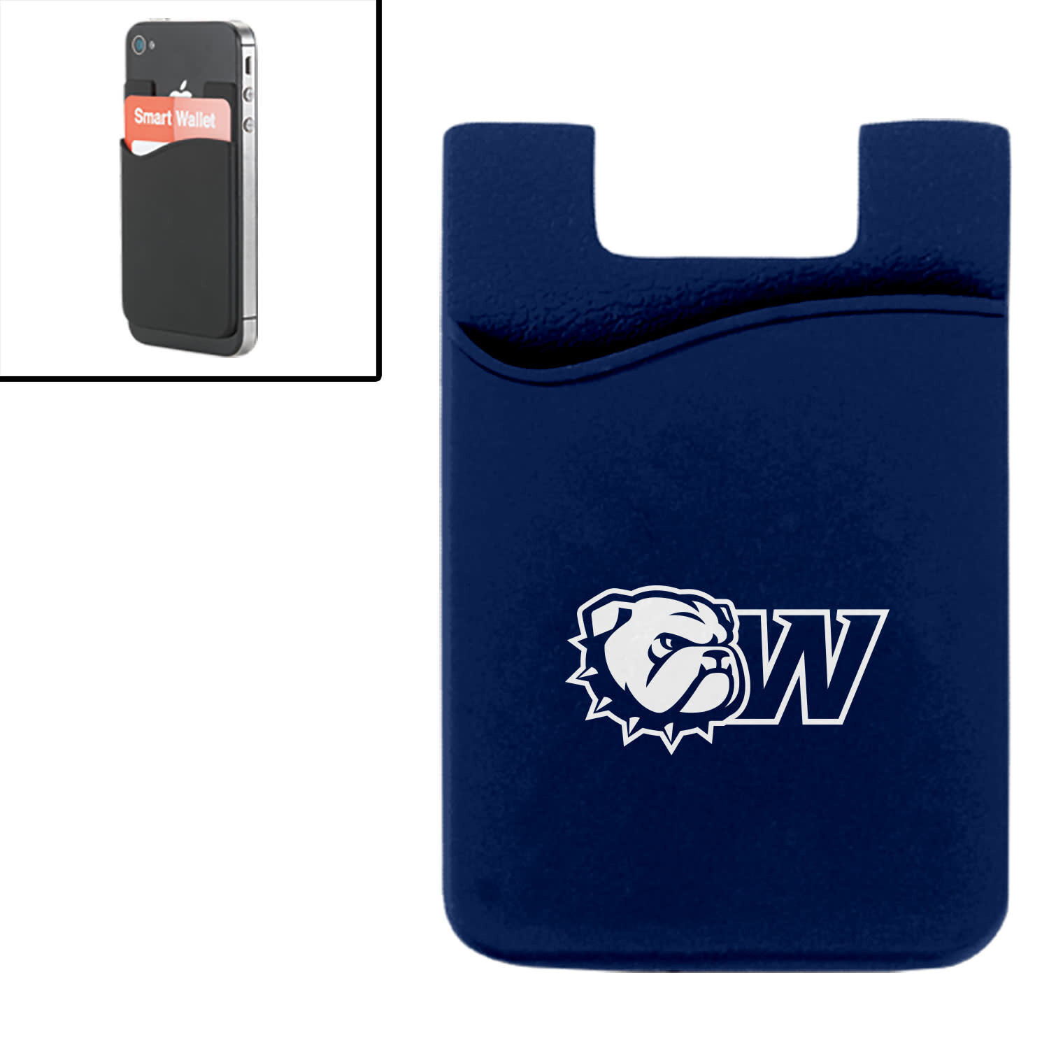 Navy Dog Head W Cell Phone Silicone Pocket Wallet