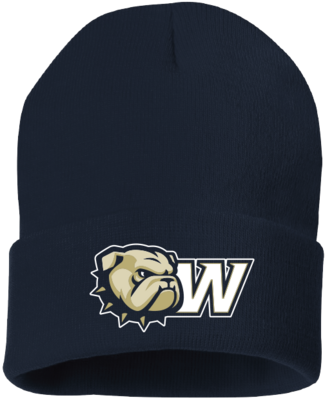 Navy Knit Cuffed Dog Head W Beanie Hat