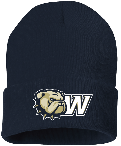 Navy Knit Cuffed Dog Head W Beanie Hat