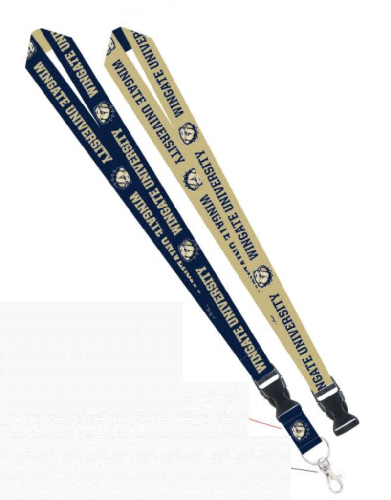 Navy With Gold Dog Head Wingate University Breakaway Reversible Lanyard