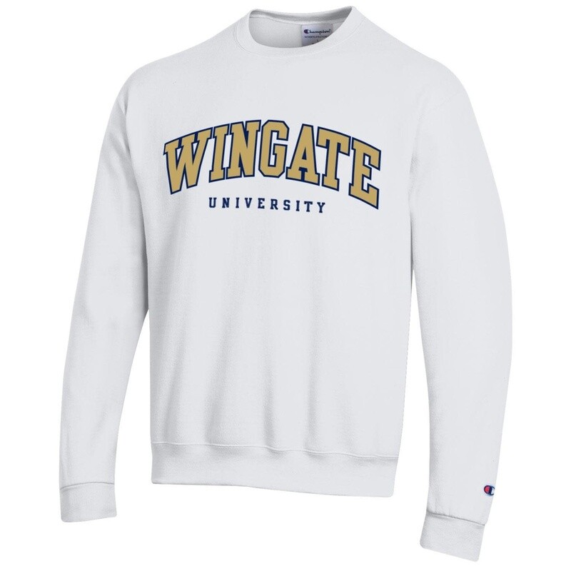 White Powerblend Wingate University Embroidered Crewneck Sweatshirt