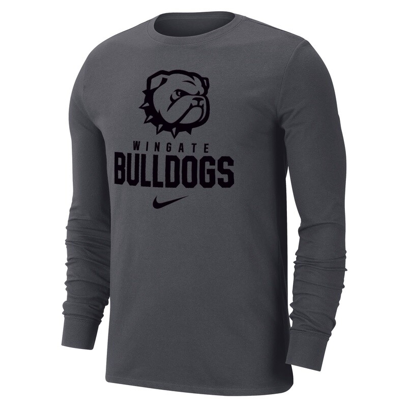 Anthracite Dog Head Wingate Bulldogs Drifit Cotton Long Sleeve T Shirt