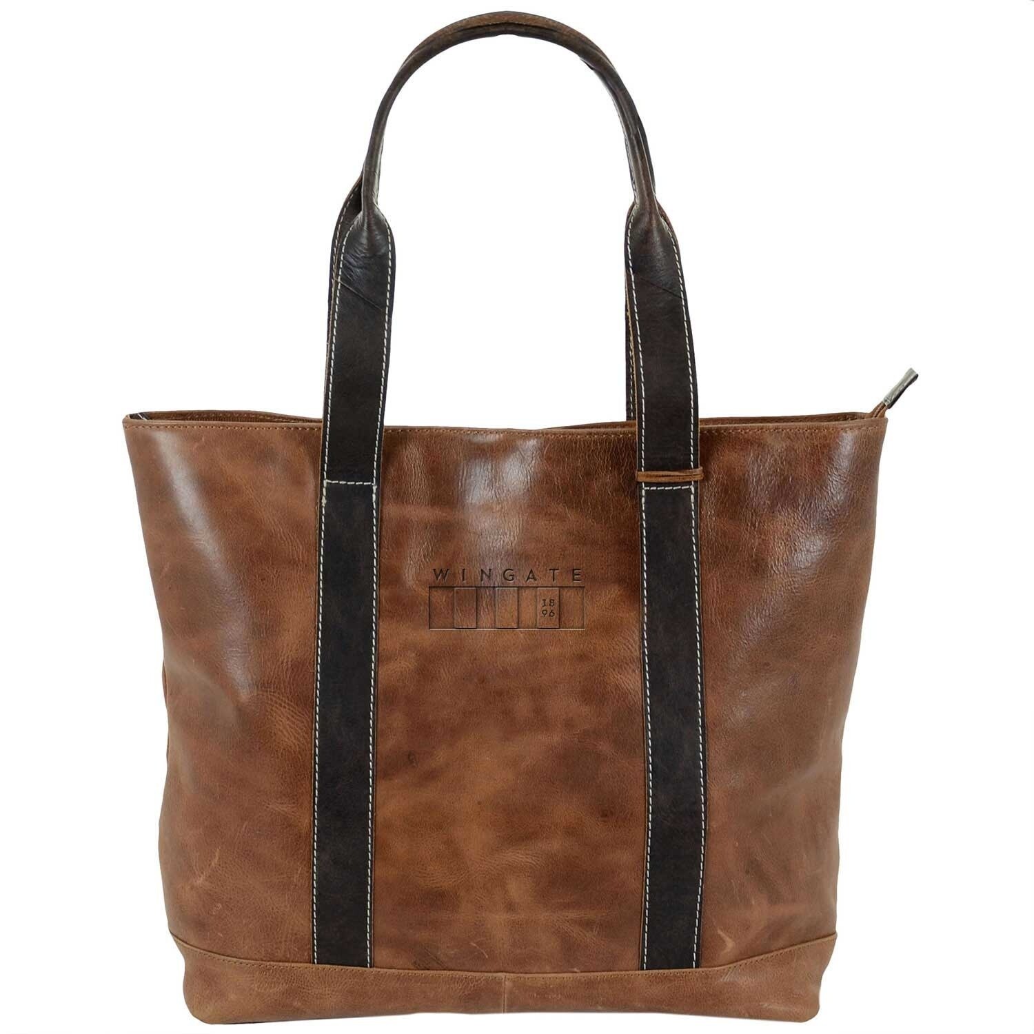 DROP SHIP ONLY Westbridge Two-Tone Tan and Black Tote Wingate Flag (ONLINE ONLY)
