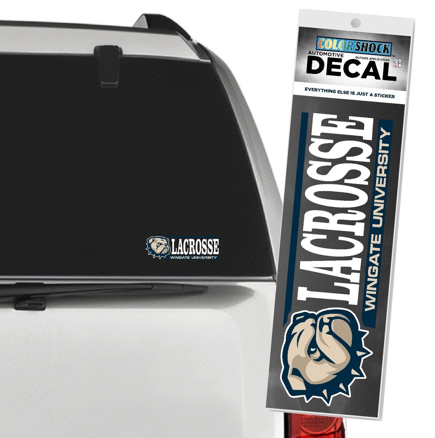 2&quot; x 6&quot; Dog Head  Lacrosse Over Wingate University Decal