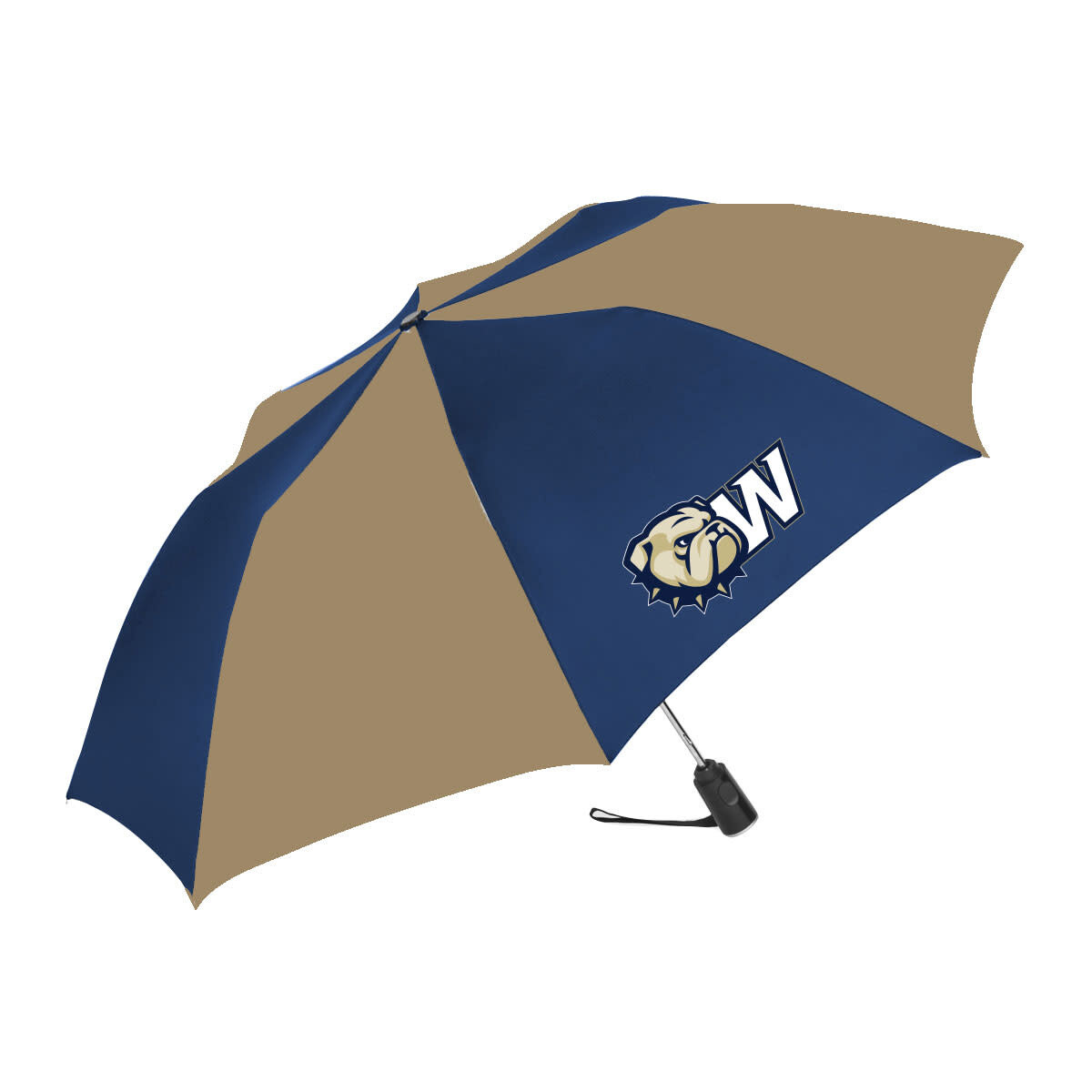44&quot; Auto Open Navy Gold Dog Head W Umbrella