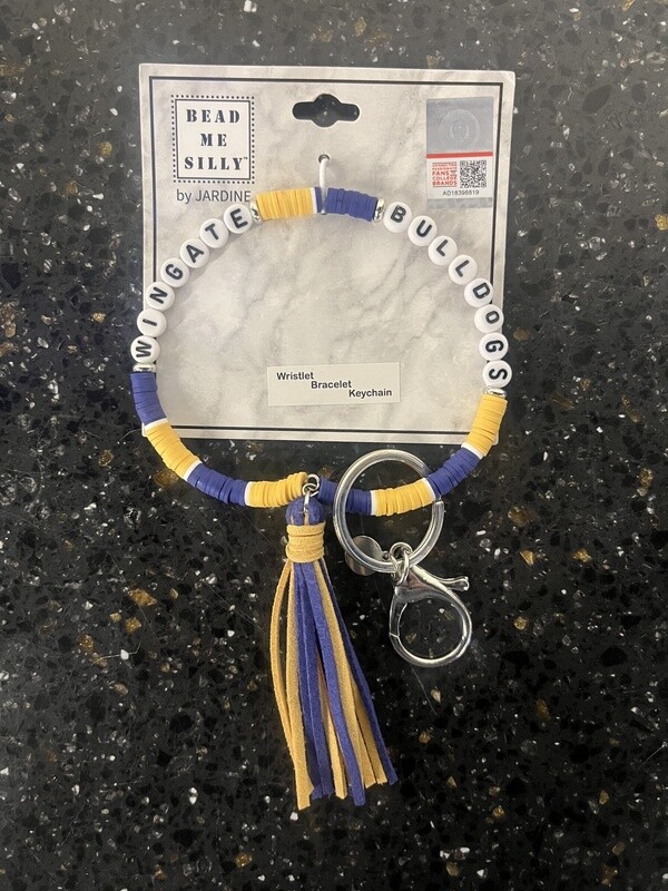 Navy Gold Wingate Bulldogs Team Spirit Beaded Wristlet