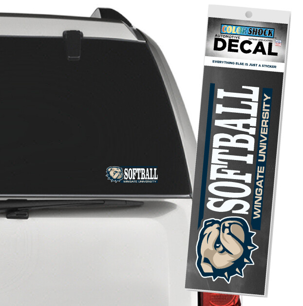 2&quot; x 6&quot; Dog Head  Softball Over Wingate University Decal